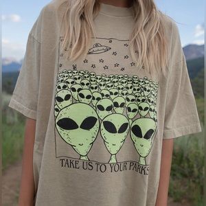 Take Us To Your Parks UFO LA Apparel T Shirt